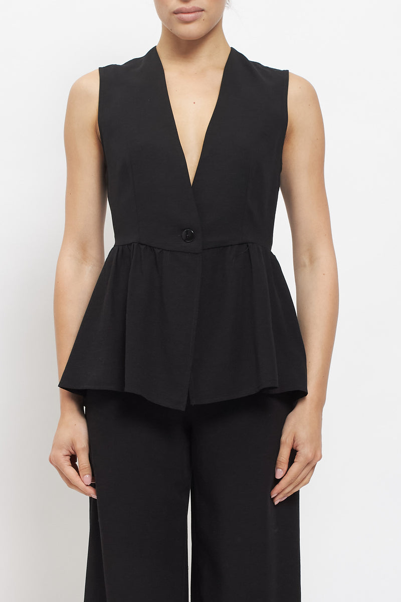 Gilet in viscosa con balza
