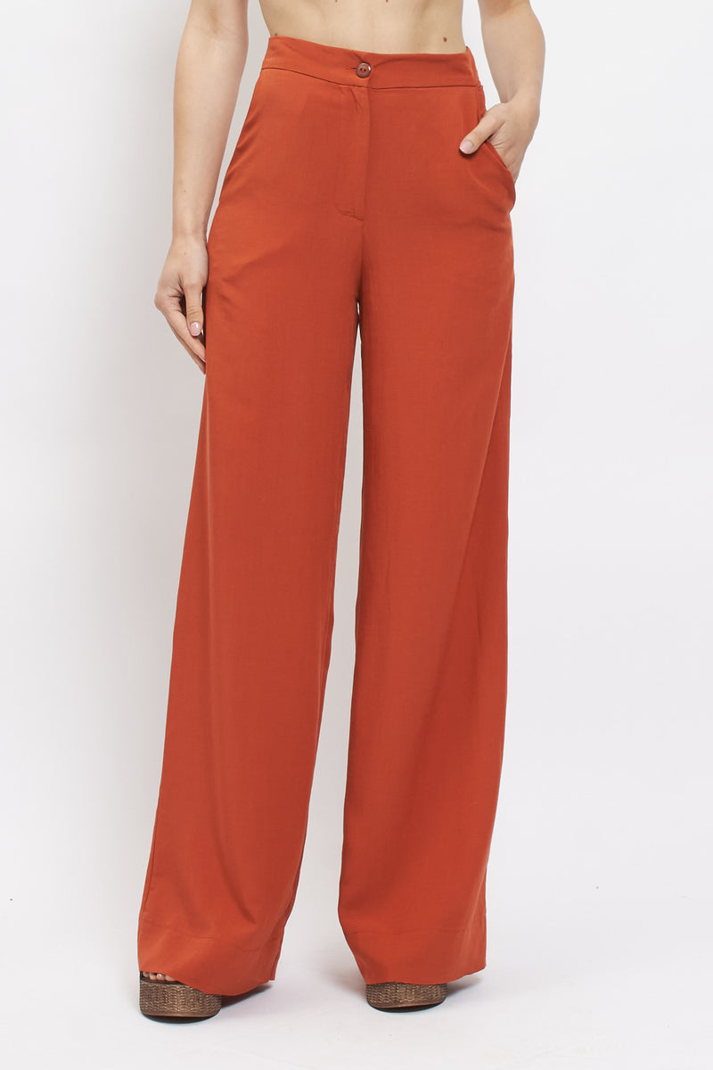 Pantalone in viscosa con taglio dritto