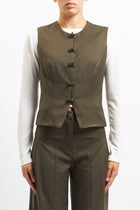 Gilet con alamari in tessuto