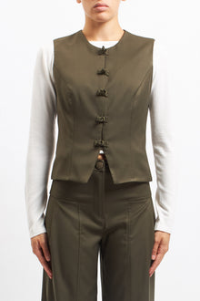 Gilet con alamari in tessuto