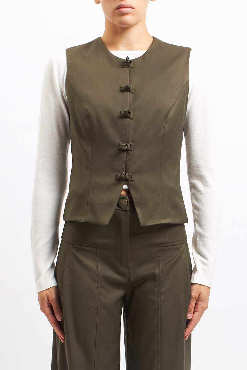 Gilet con alamari in tessuto