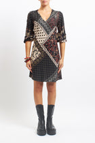 Abito corto con fantasia patchwork