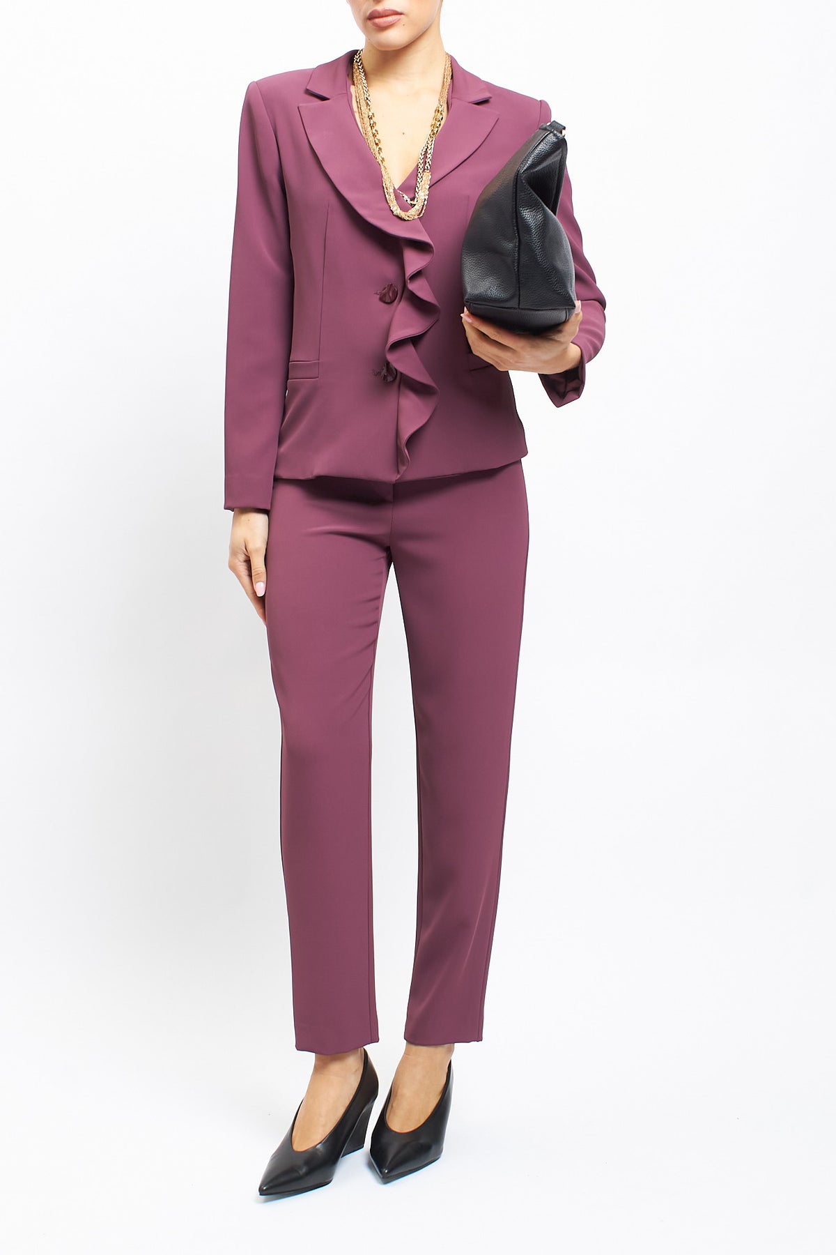 Slim fit jacket with ruffles