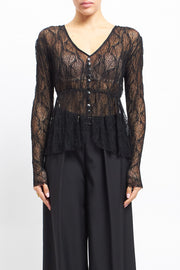 Blusa in pizzo con bottoni