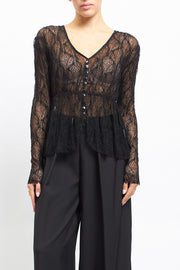 Blusa in pizzo con bottoni