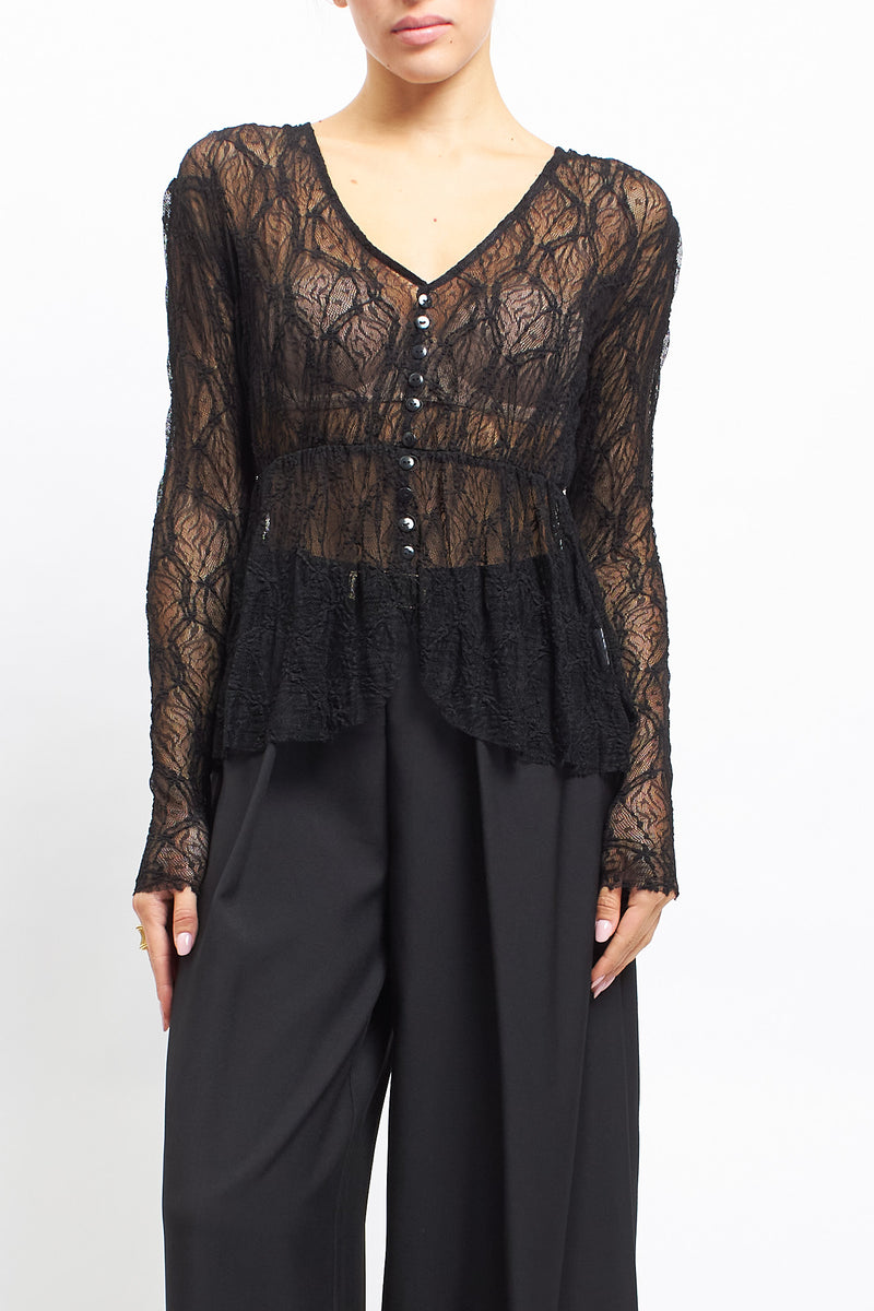 Blusa in pizzo con bottoni