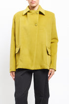 Short asymmetrical double-breasted coat