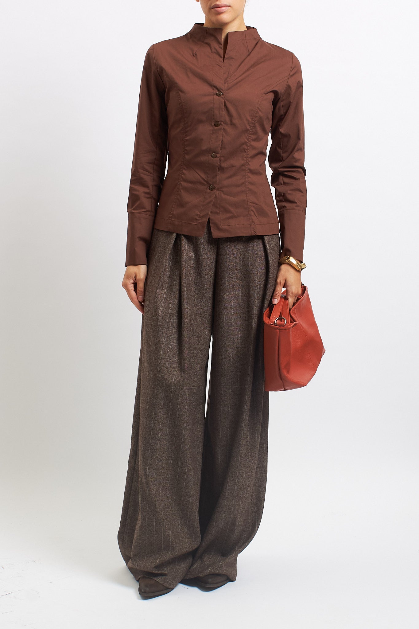 Camicia con scollo alla coreana