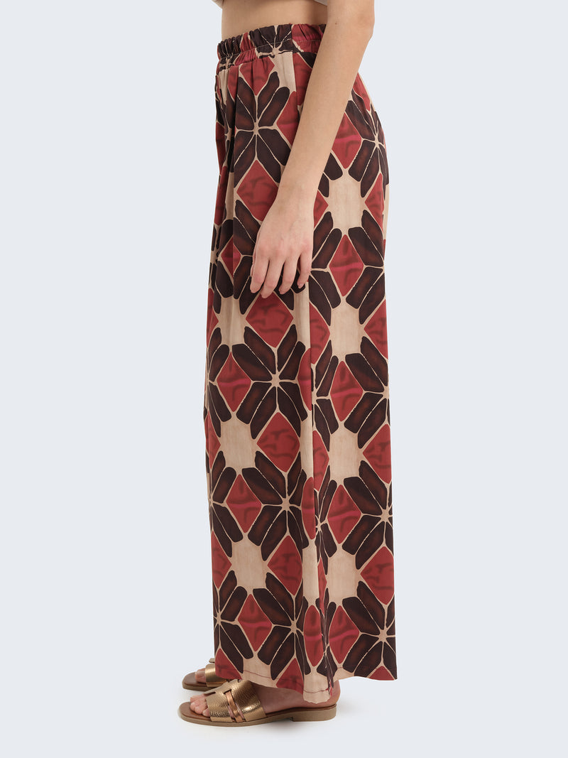 Pantaloni palazzo fantasia in cotone