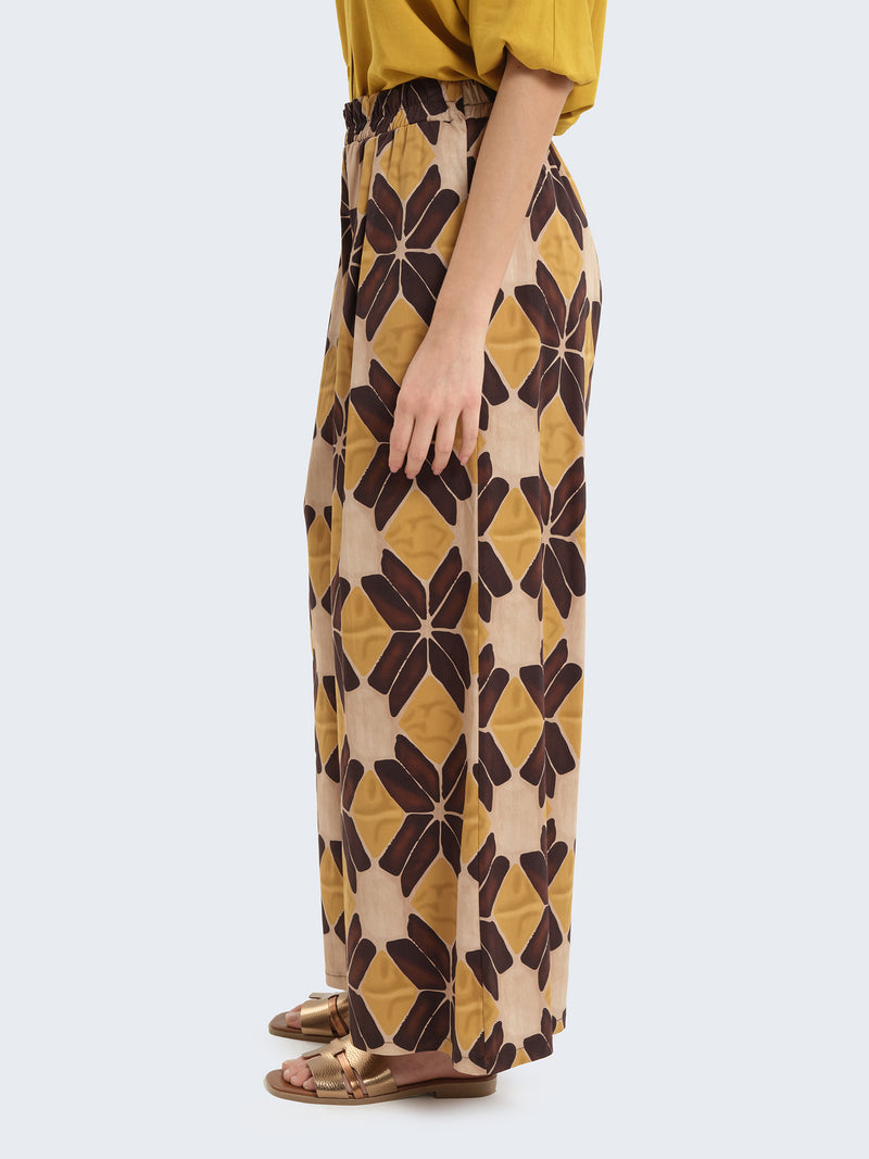 Pantaloni palazzo fantasia in cotone