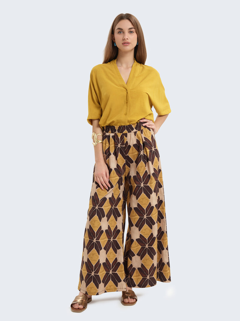 Pantaloni palazzo fantasia in cotone
