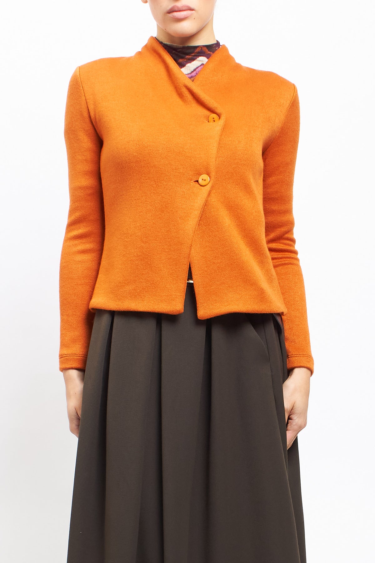Asymmetrical jacket with buttons