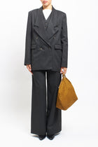 Blazer gessato oversize con doppiopetto