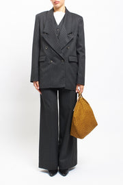 Blazer gessato oversize con doppiopetto