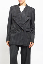 Blazer gessato oversize con doppiopetto
