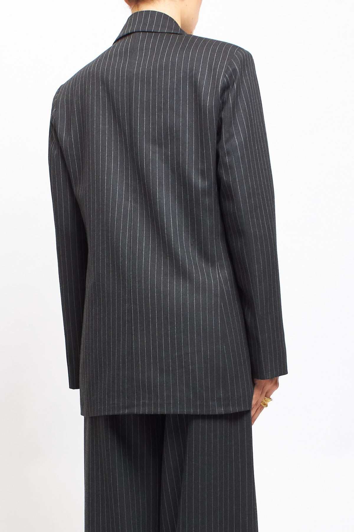 Blazer gessato oversize con doppiopetto