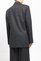 Blazer gessato oversize con doppiopetto
