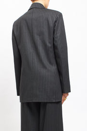 Blazer gessato oversize con doppiopetto