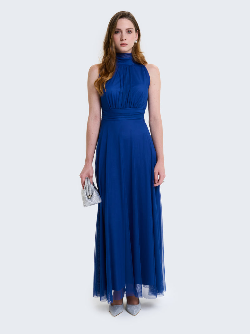 Abito in tulle con scollo all'americana