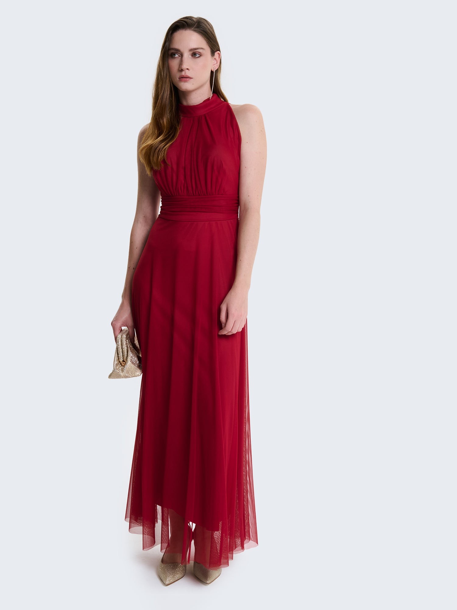 Tulle dress with halter neckline