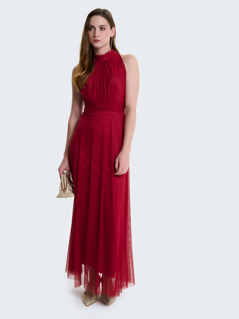 Tulle dress with halter neckline