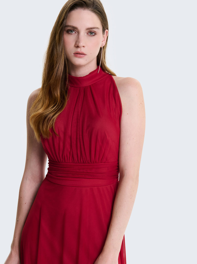 Tulle dress with halter neckline