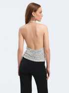 Top scollato in paillettes