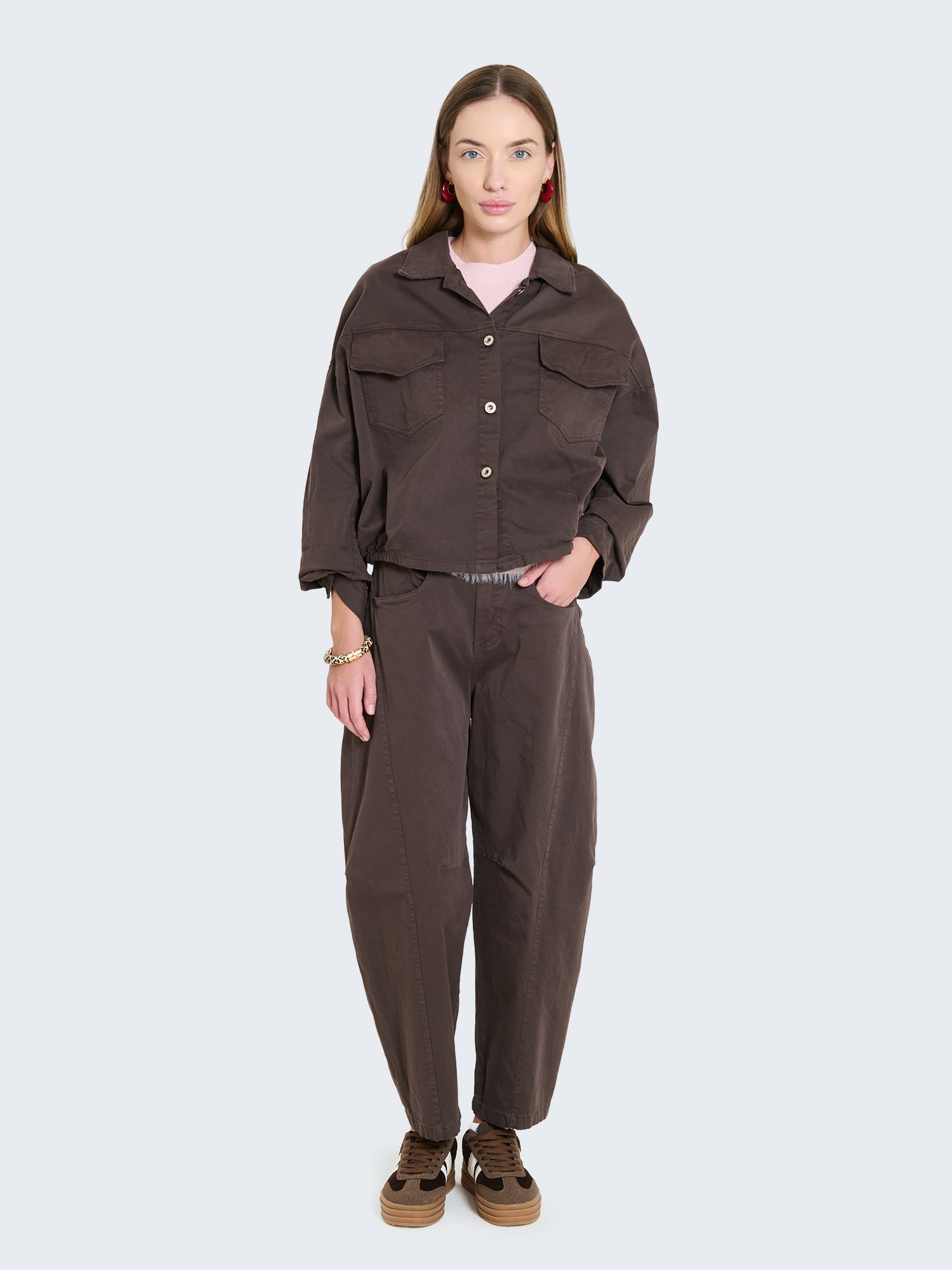 Giacca cropped in cotone