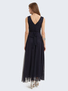 Abito girocollo lungo in tulle