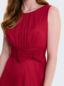 Long crew neck dress in tulle