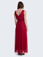 Long crew neck dress in tulle