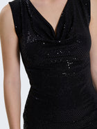Mini abito con collo sciallato e paillettes