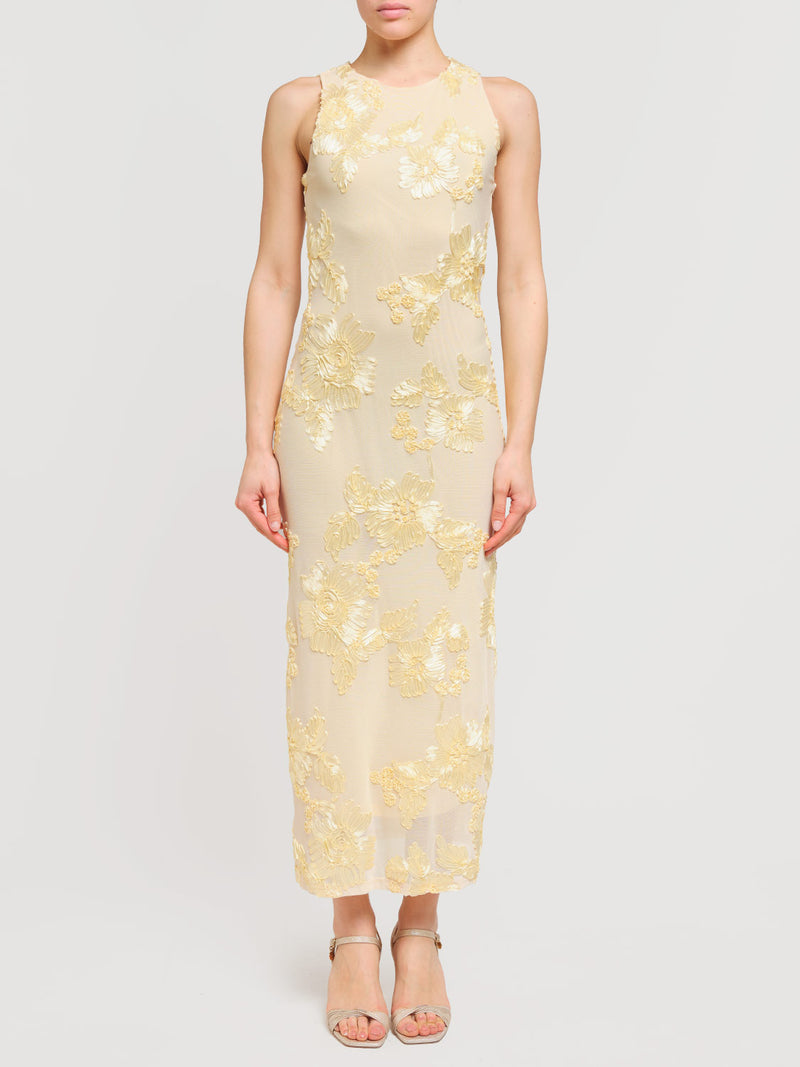 Abito con ricami floreali