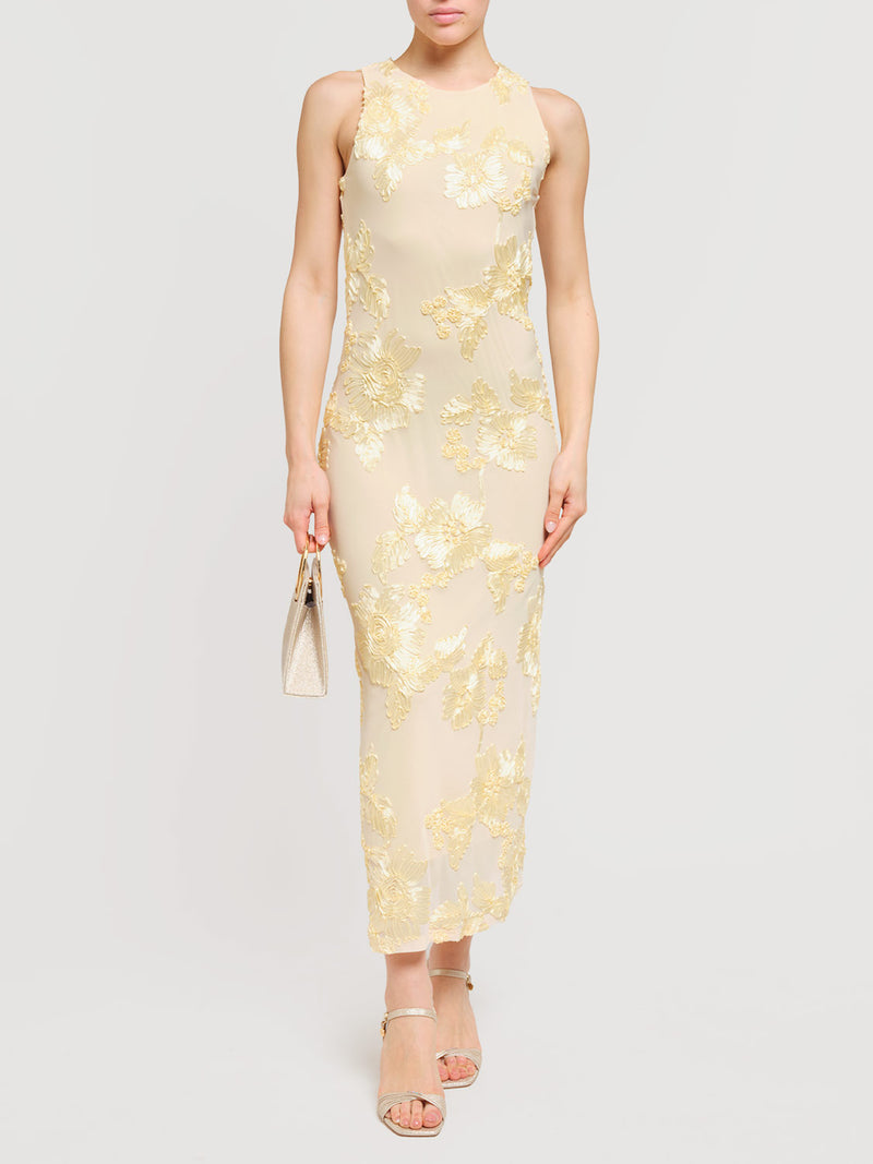 Abito con ricami floreali
