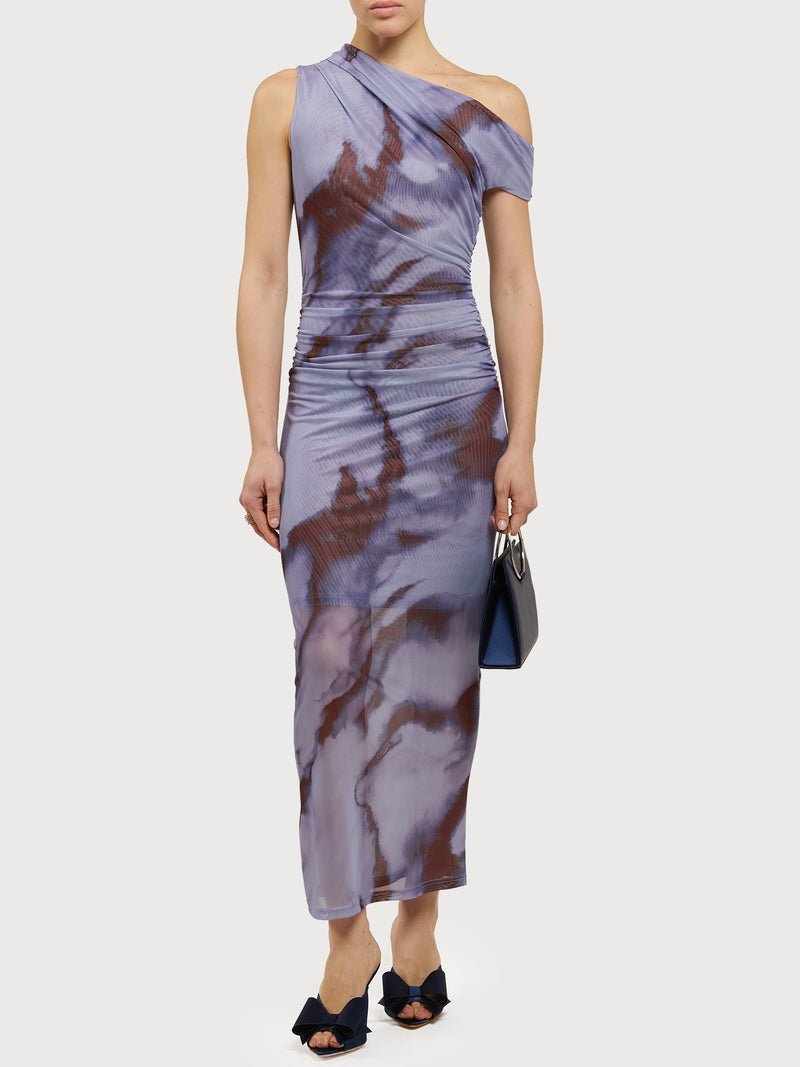 Abito midi in tulle tie-dye