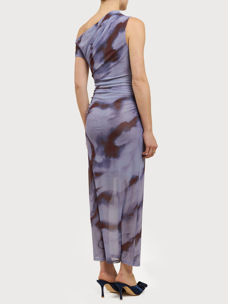 Abito midi in tulle tie-dye