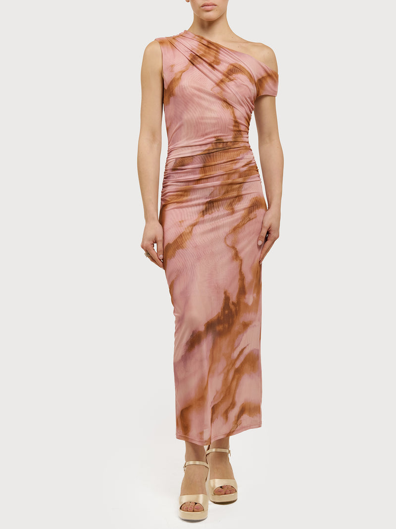 Abito midi in tulle tie-dye