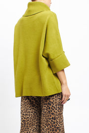 Ribbed turtleneck sweater with cuffed sleeves