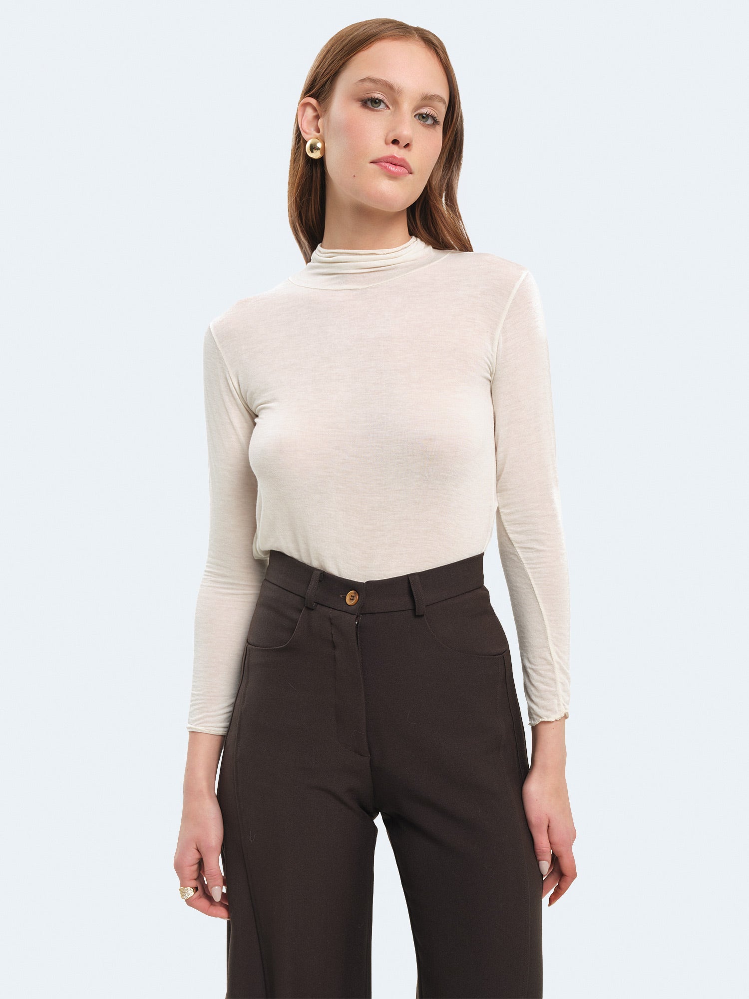 Maglia a collo alto in misto cashmere