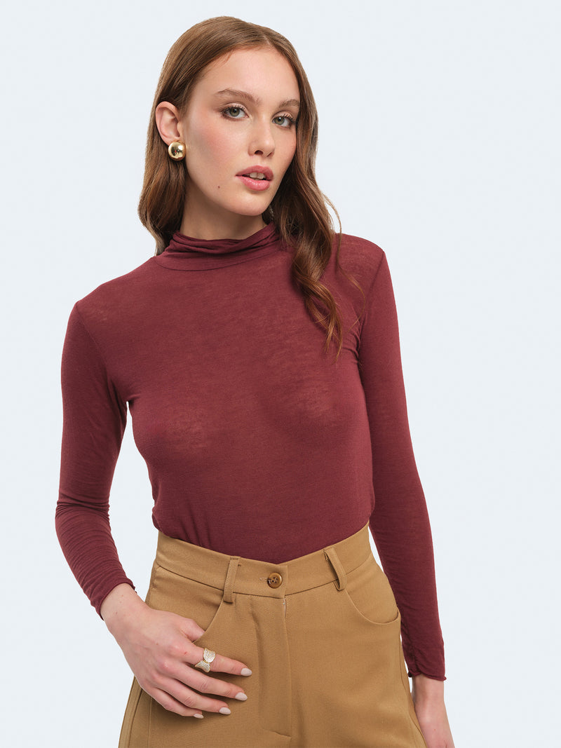 Maglia a collo alto in misto cashmere