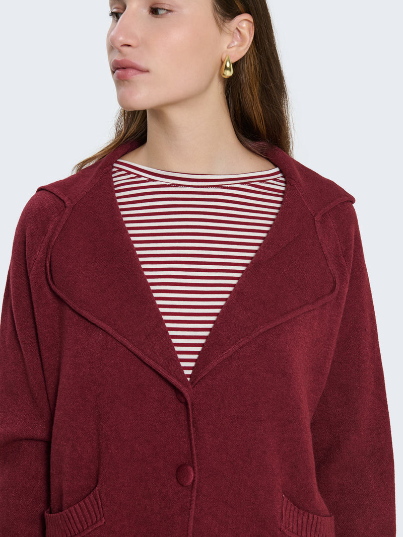 Cardigan lungo con bottoni e rever
