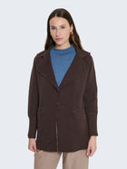 Cardigan lungo con bottoni e rever