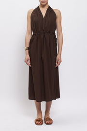 Midi dress with drawstring