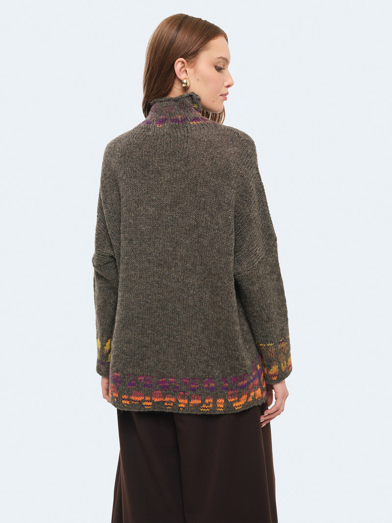 Maglione con inserti multicolore