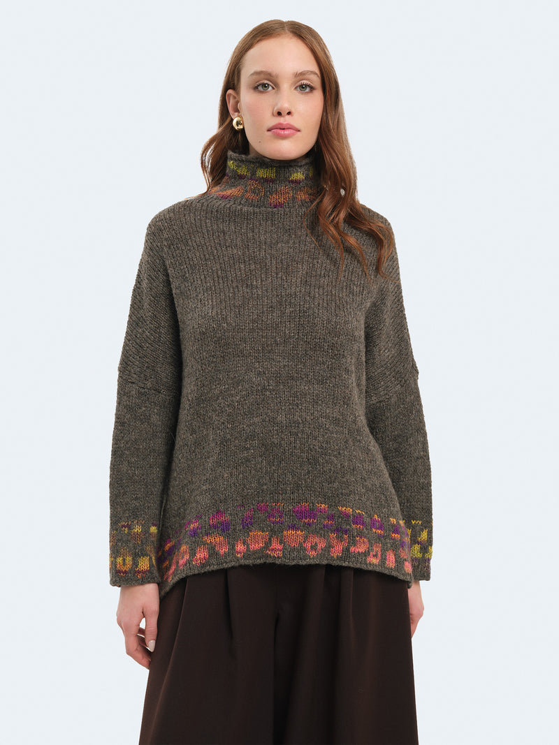 Maglione con inserti multicolore