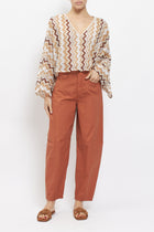 Blusa in cotone con fantasia geometrica