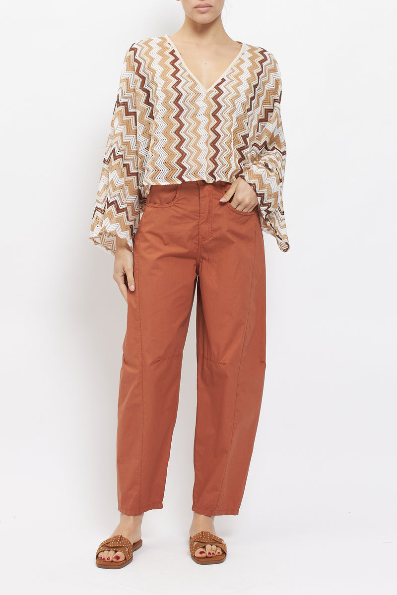 Blusa in cotone con fantasia geometrica