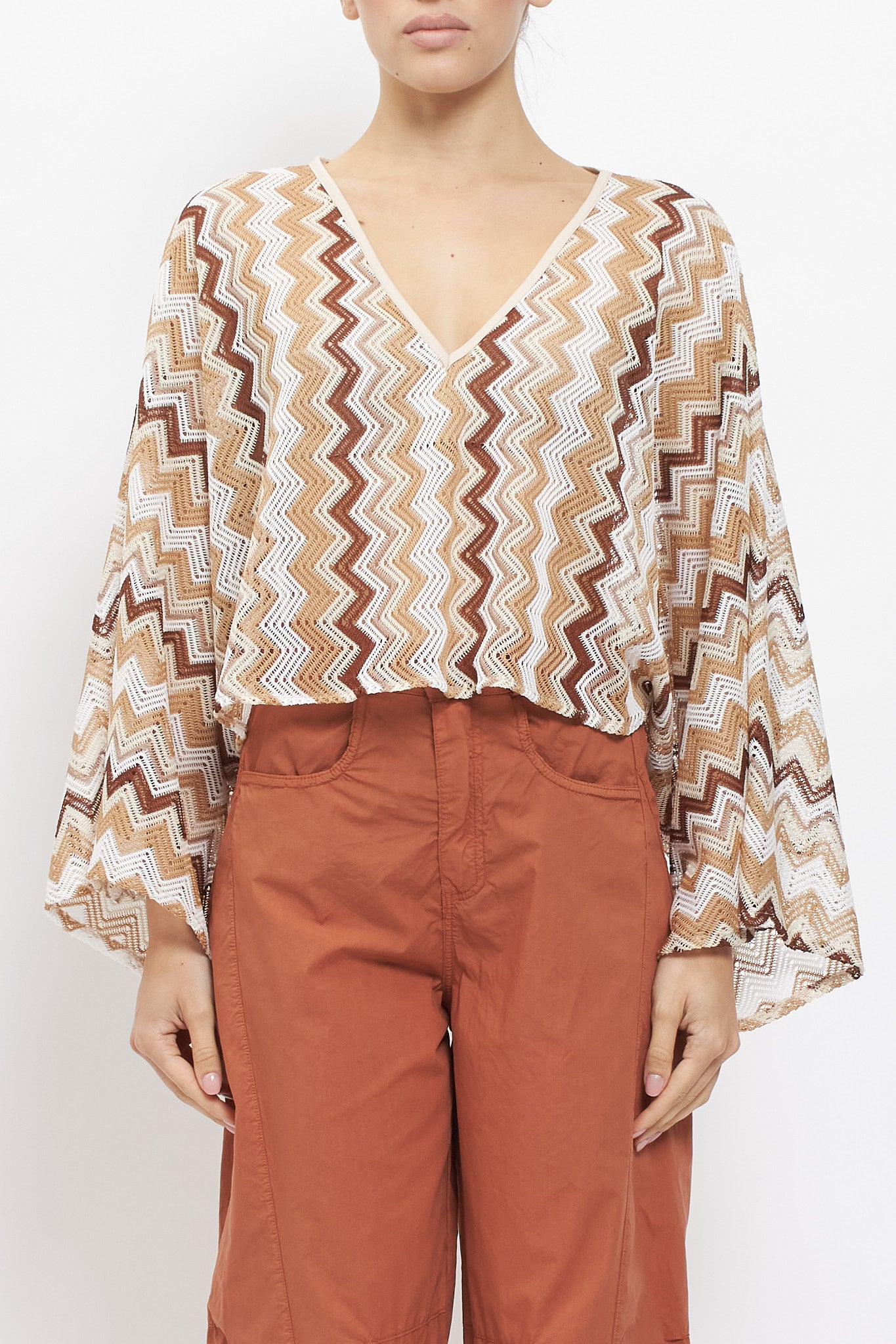 Blusa in cotone con fantasia geometrica