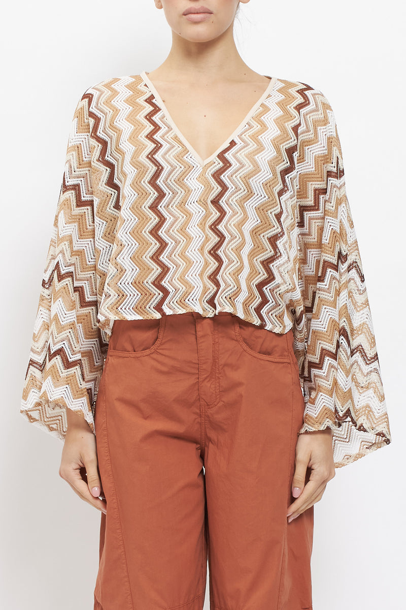 Blusa in cotone con fantasia geometrica