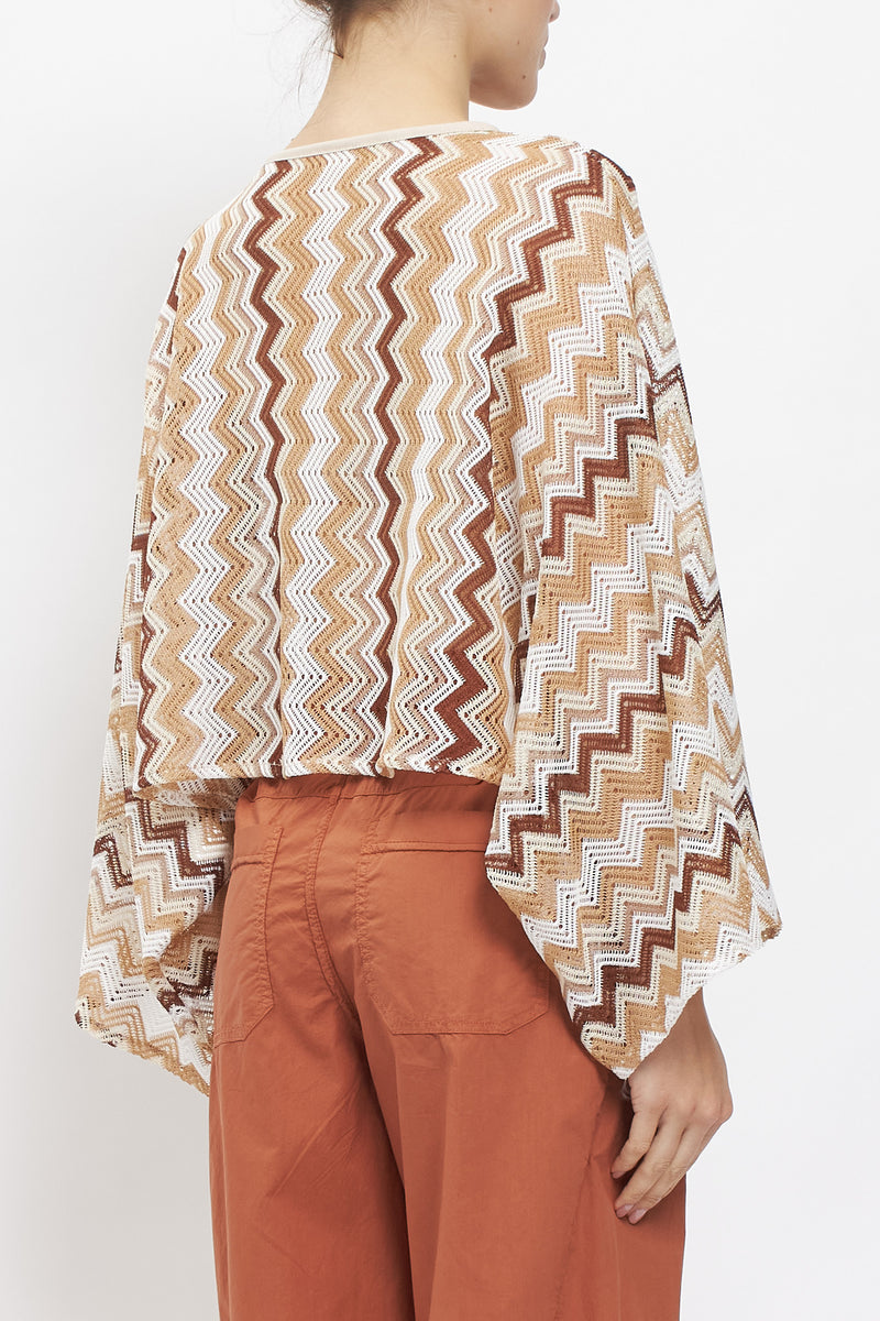 Blusa in cotone con fantasia geometrica